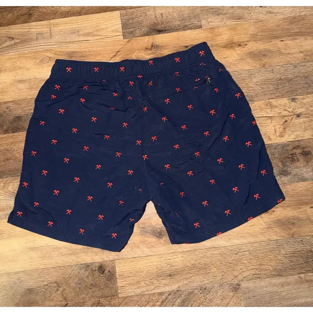 The north face men’s navy & red swimming trunks